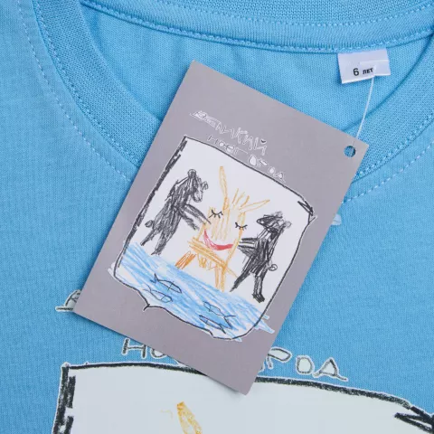 Цифровая печать на вставке: Футболка детская T-Bolka Kids — пример нанесения логотипа