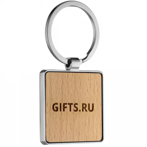 Лазерная гравировка: Брелок Wood Square — пример нанесения логотипа