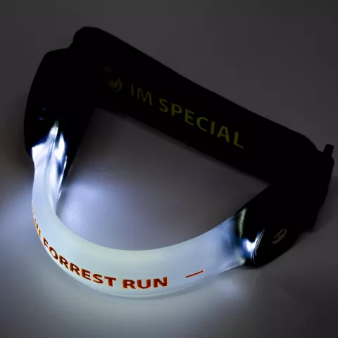 Лазерная гравировка: Фонарик — маячок безопасности Forrest Run — пример нанесения логотипа