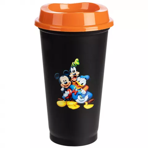 УФ-DTF: Стакан с крышкой Color Cap Black — пример нанесения логотипа