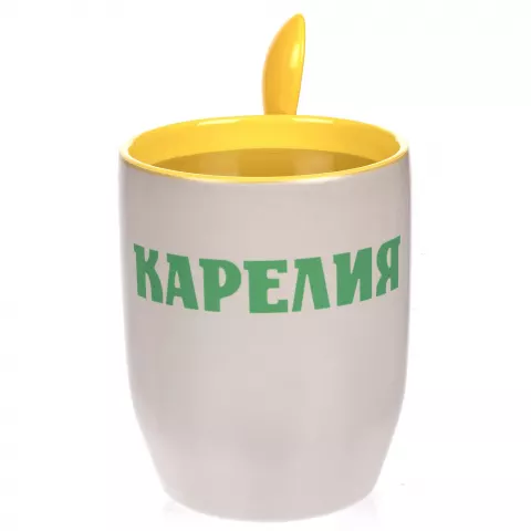 Сублимация: Кружка-хамелеон Melty с ложкой — пример нанесения логотипа