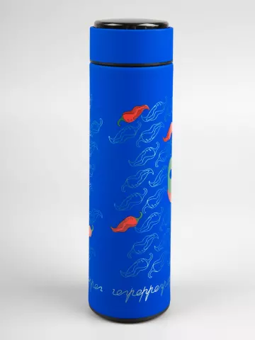 Круговая гравировка: Смарт-бутылка с заменяемой батарейкой Long Therm Soft Touch — пример нанесения логотипа