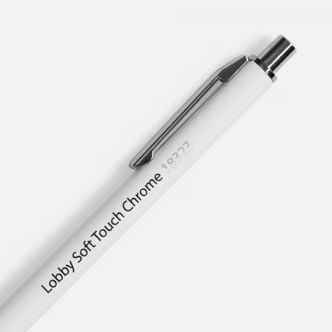 УФ-печать: Ручка шариковая Lobby Soft Touch Chrome — пример нанесения логотипа