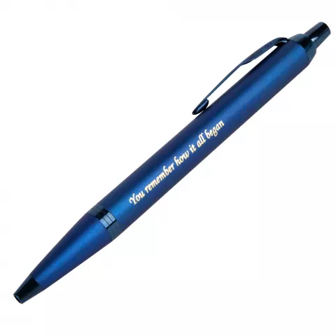 Лазерная гравировка: Ручка шариковая Parker IM Professionals Monochrome Blue — пример нанесения логотипа