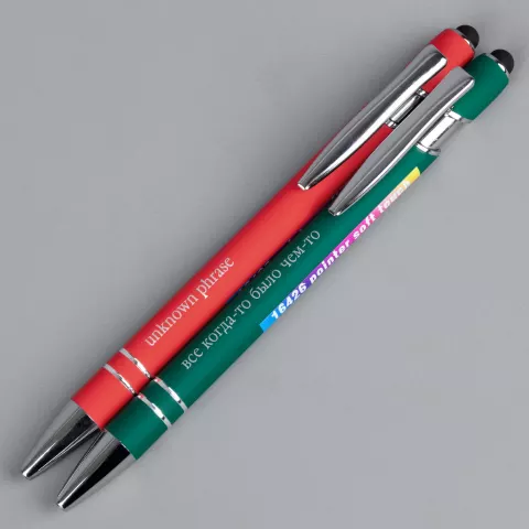 УФ-печать: Ручка шариковая Pointer Soft Touch со стилусом — пример нанесения логотипа