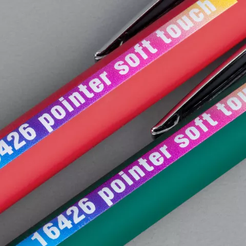 УФ-печать: Ручка шариковая Pointer Soft Touch со стилусом — пример нанесения логотипа