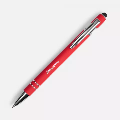 Лазерная гравировка: Ручка шариковая Pointer Soft Touch со стилусом — пример нанесения логотипа