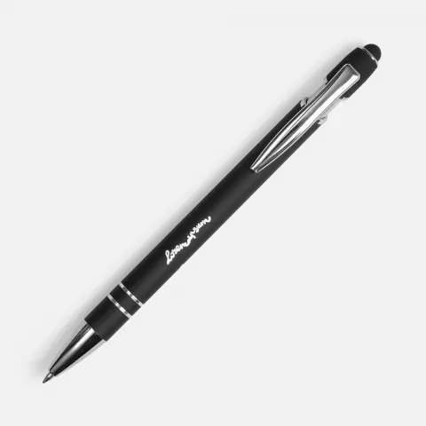 Лазерная гравировка: Ручка шариковая Pointer Soft Touch со стилусом — пример нанесения логотипа