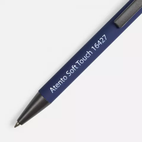 Лазерная гравировка: Ручка шариковая Atento Soft Touch — пример нанесения логотипа