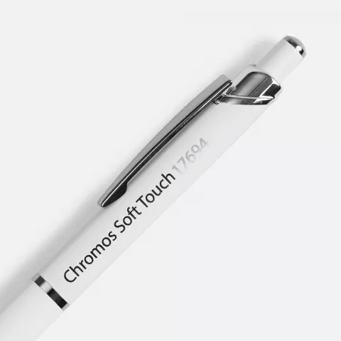 УФ-печать: Ручка шариковая Chromos Soft Touch — пример нанесения логотипа