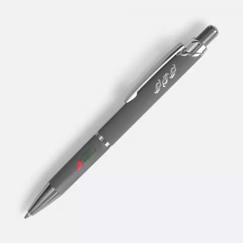 Лазерная гравировка: Ручка шариковая Chromos Soft Touch — пример нанесения логотипа